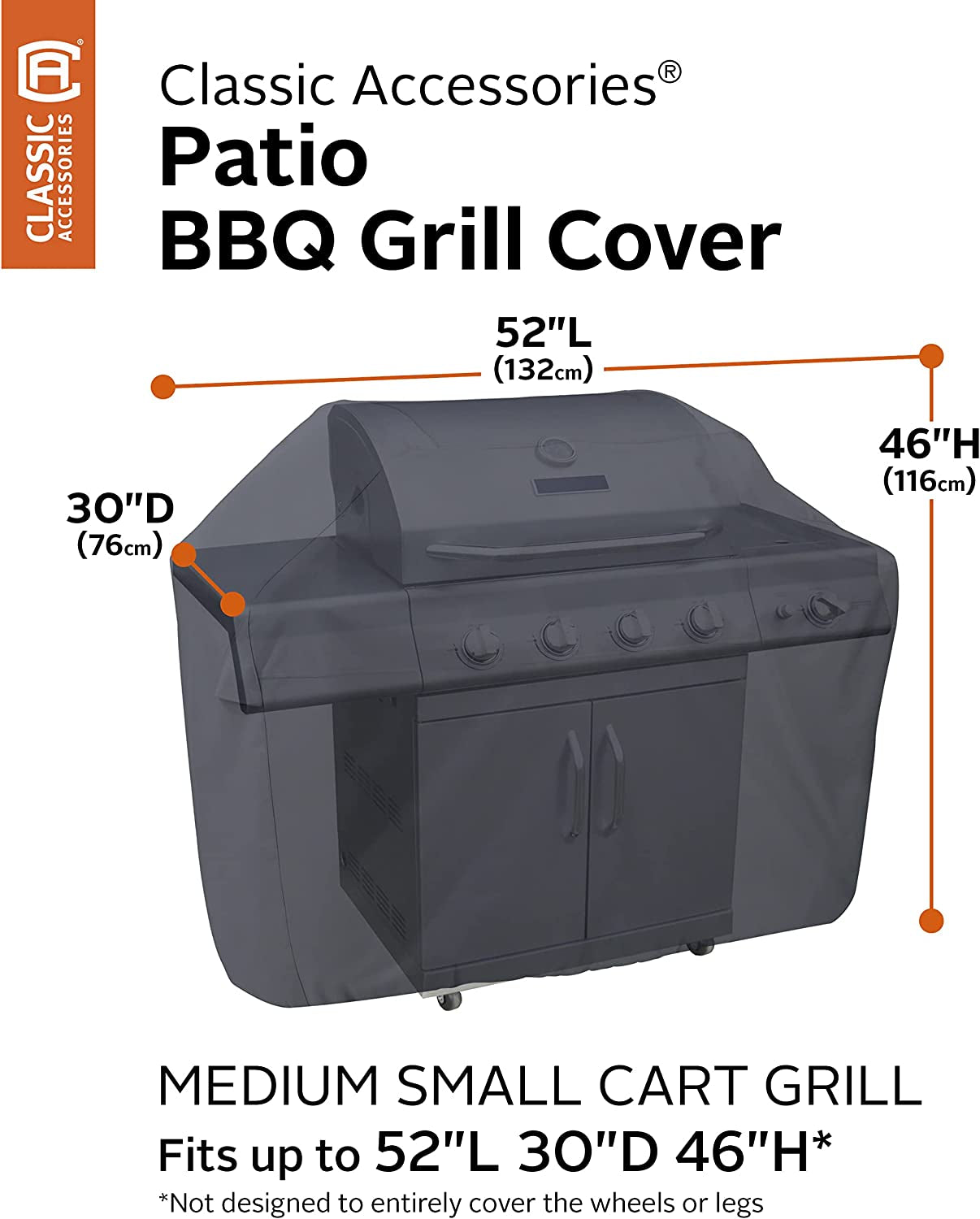 Classic Accessories Water-Resistant 52 Inch BBQ Grill Cover - Image 5