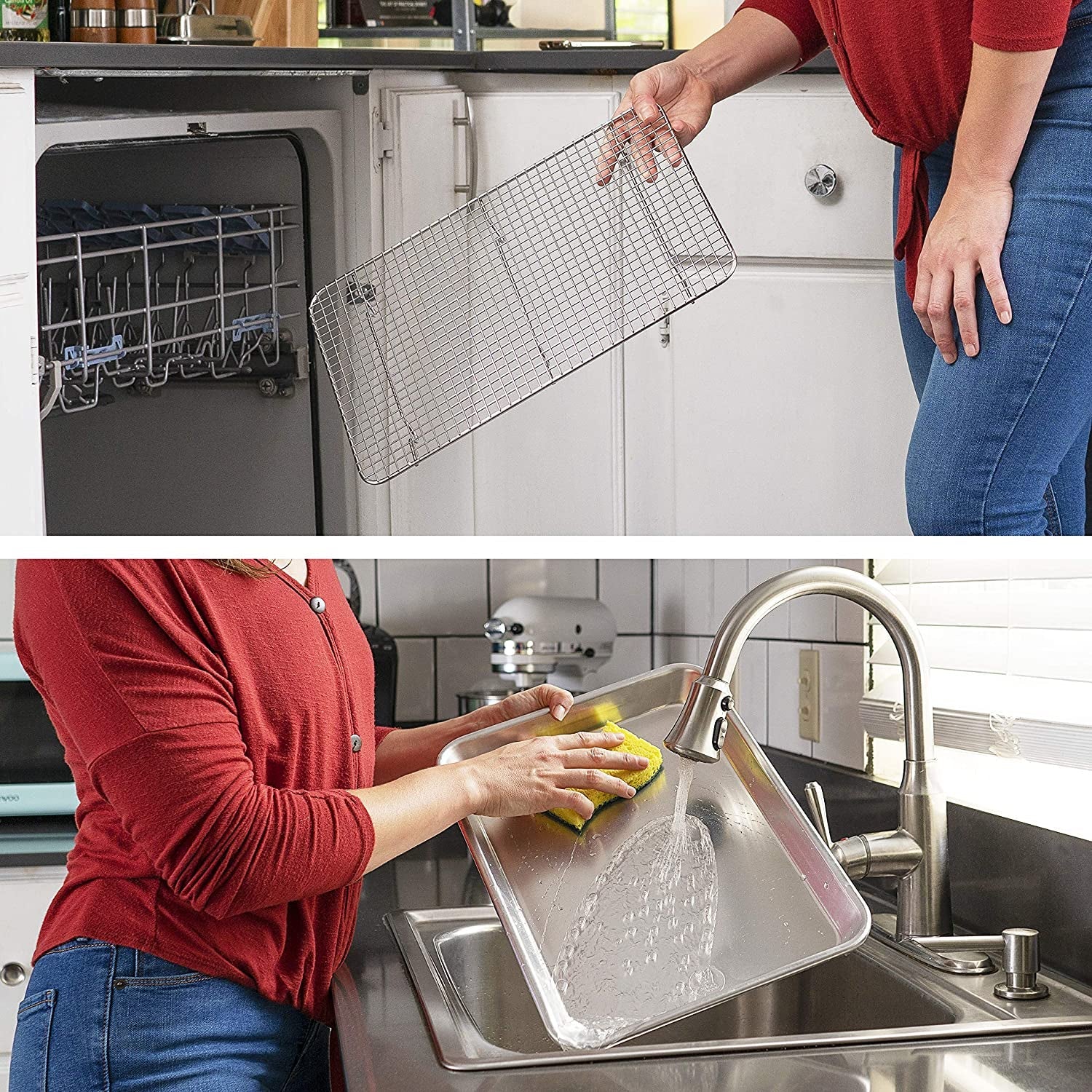 Oven-Safe Baking Pan with Cooling Rack Set - Quarter Sheet Pan Size - Includes Premium Aluminum Baking Sheet and 100% Stainless Steel Baking Rack for Oven - Durable. Easy Clean. Commercial Quality - Image 8