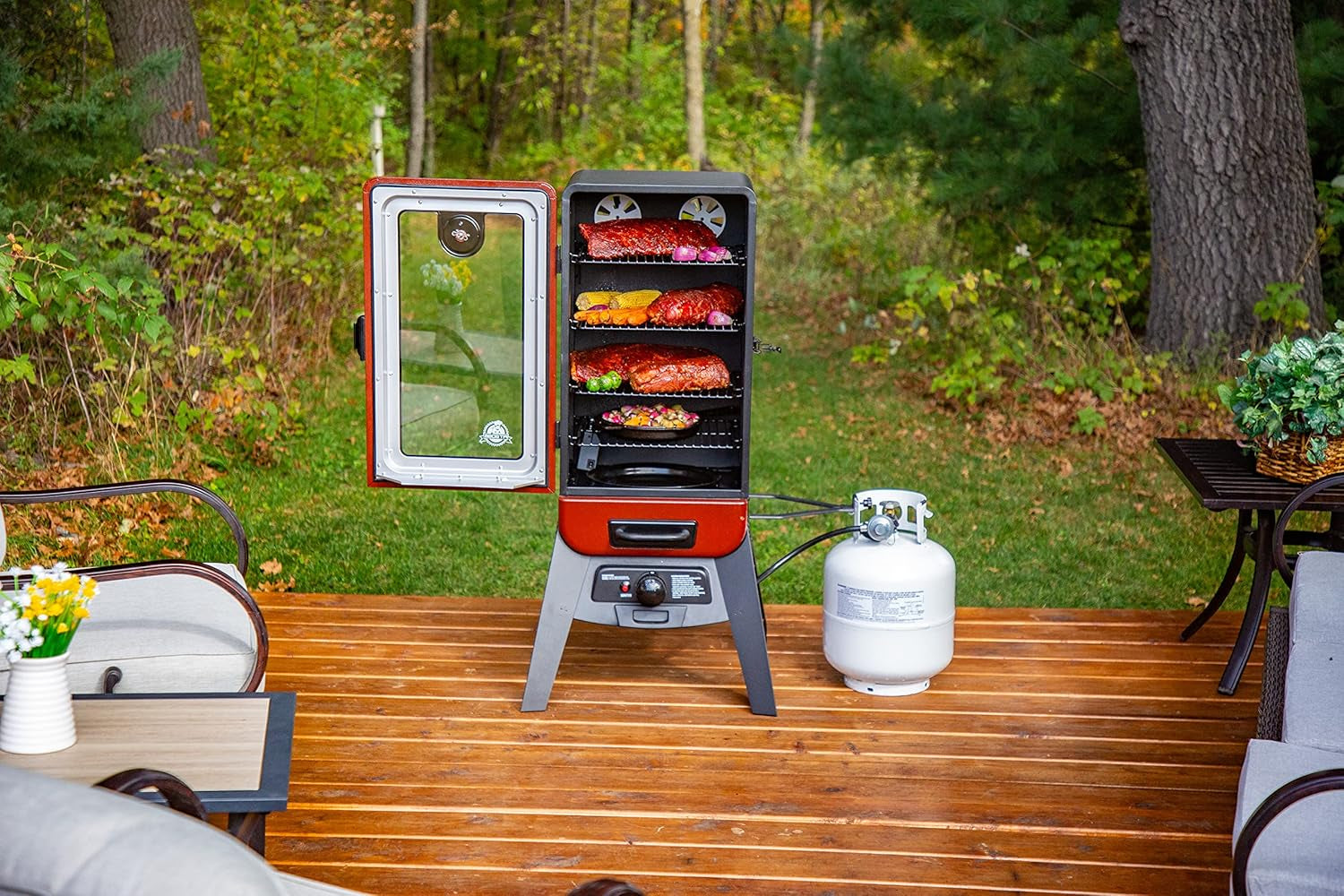 Pit Boss Grills PBV3G1 Vertical Smoker. Red Hammertone 684 Sq Inches (Pack of 1) - Image 8