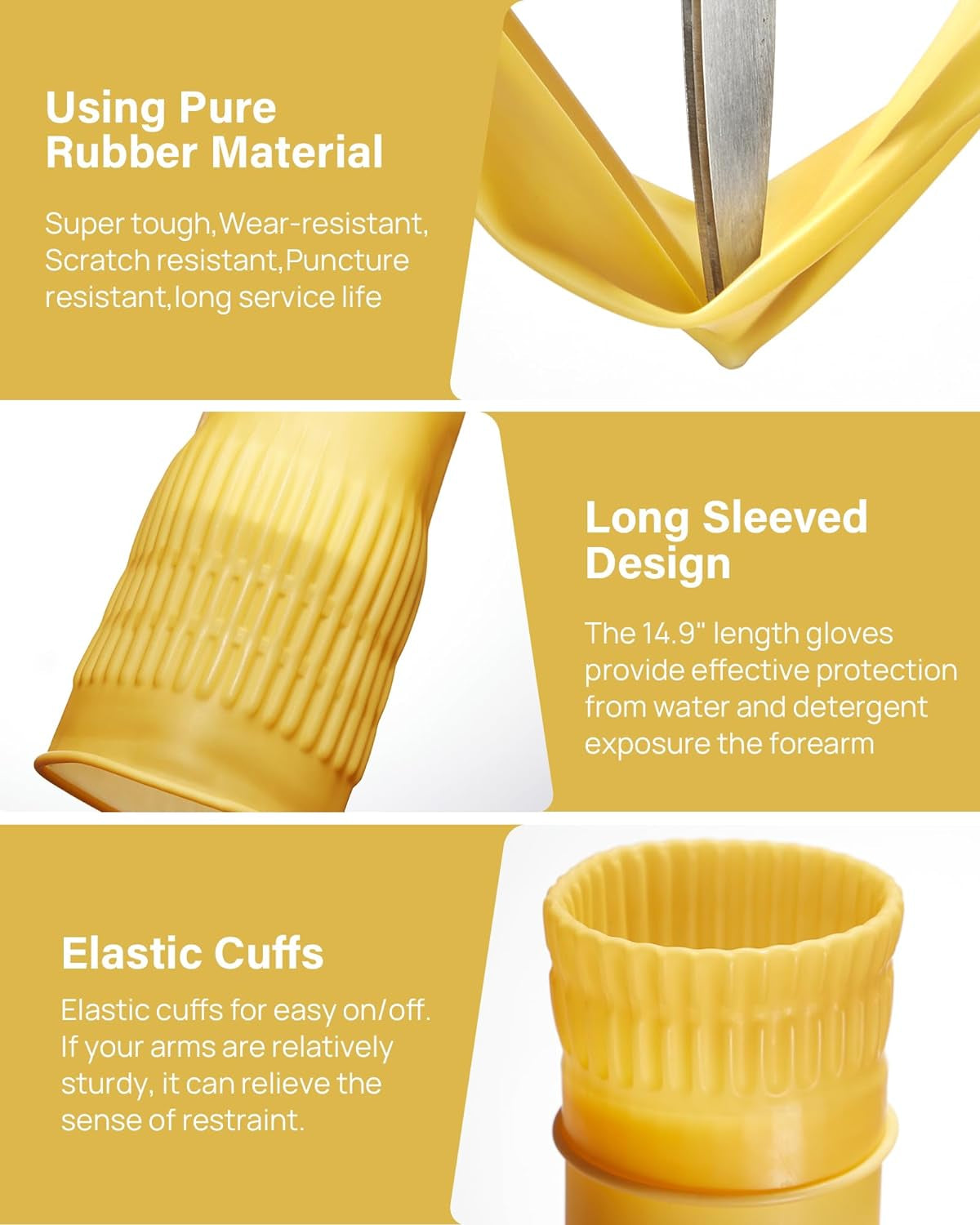 Rubber Cleaning Gloves 3 or 6 Pairs and Rubber Dishwashing Gloves for Kitchen Reuseable. - Image 5