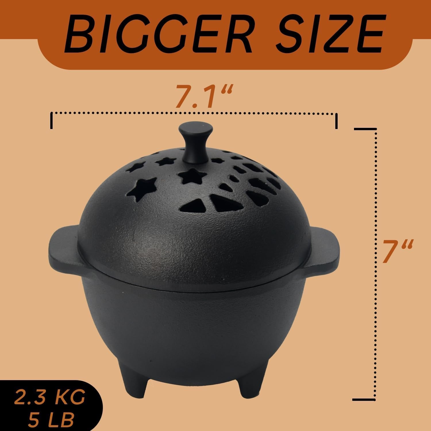 Cast Iron Incense Burner - Cast Iron Incense Holder Mini Cauldron for Sage. Palo Santo. Resin. Charcoal & Japanese Incense | Home. Rituals & Meditation Censer Bowl - Image 6