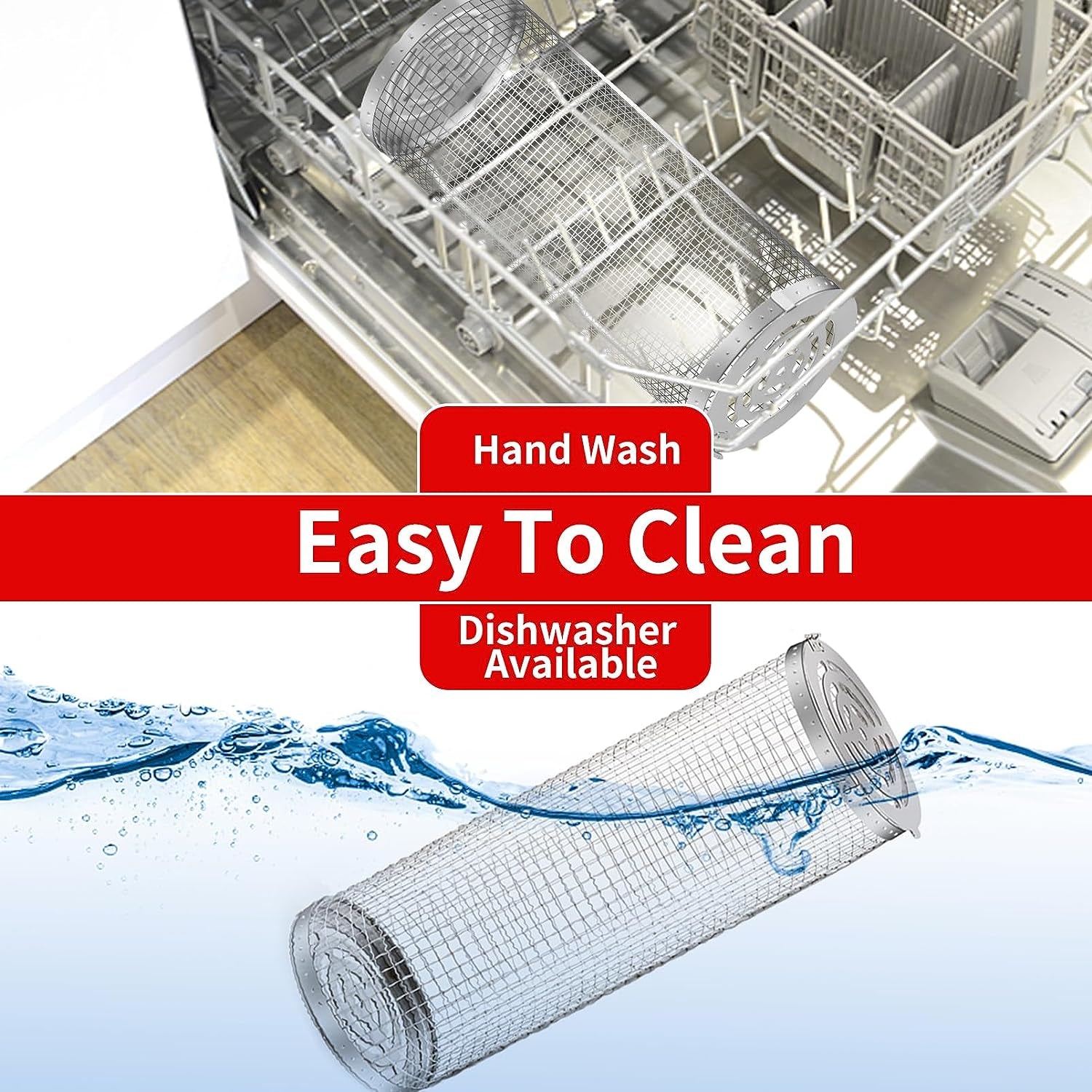 Rolling Grilling Baskets for Outdoor Grill Bbq .Stainless Steel Grill Mesh Barbeque Grill Accessories.Outdoor round BBQ Stainless Steel Grill Basket Campfire Grill Grid - Camping Picnic Cookware (2Pc-12.2In*3.9In+11.8In*3.5In) - Image 4