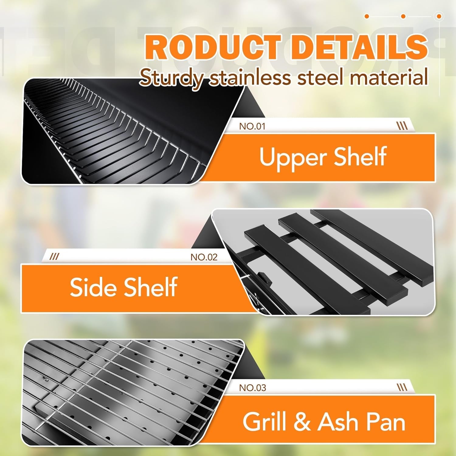 Flamaker Charcoal Grill Outdoor BBQ Grill with Side Oven & Thermometer Barbecue Grill Offset Smoker with Ash Catcher & Cover for Camping Picnics - Image 5