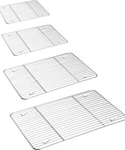 P&P CHEF Cooling Rack Set for Baking Cooking Roasting Oven Use. 4-Piece Stainless Steel Grill Racks. Fit Various Size Cookie Sheets - Oven & Dishwasher Safe