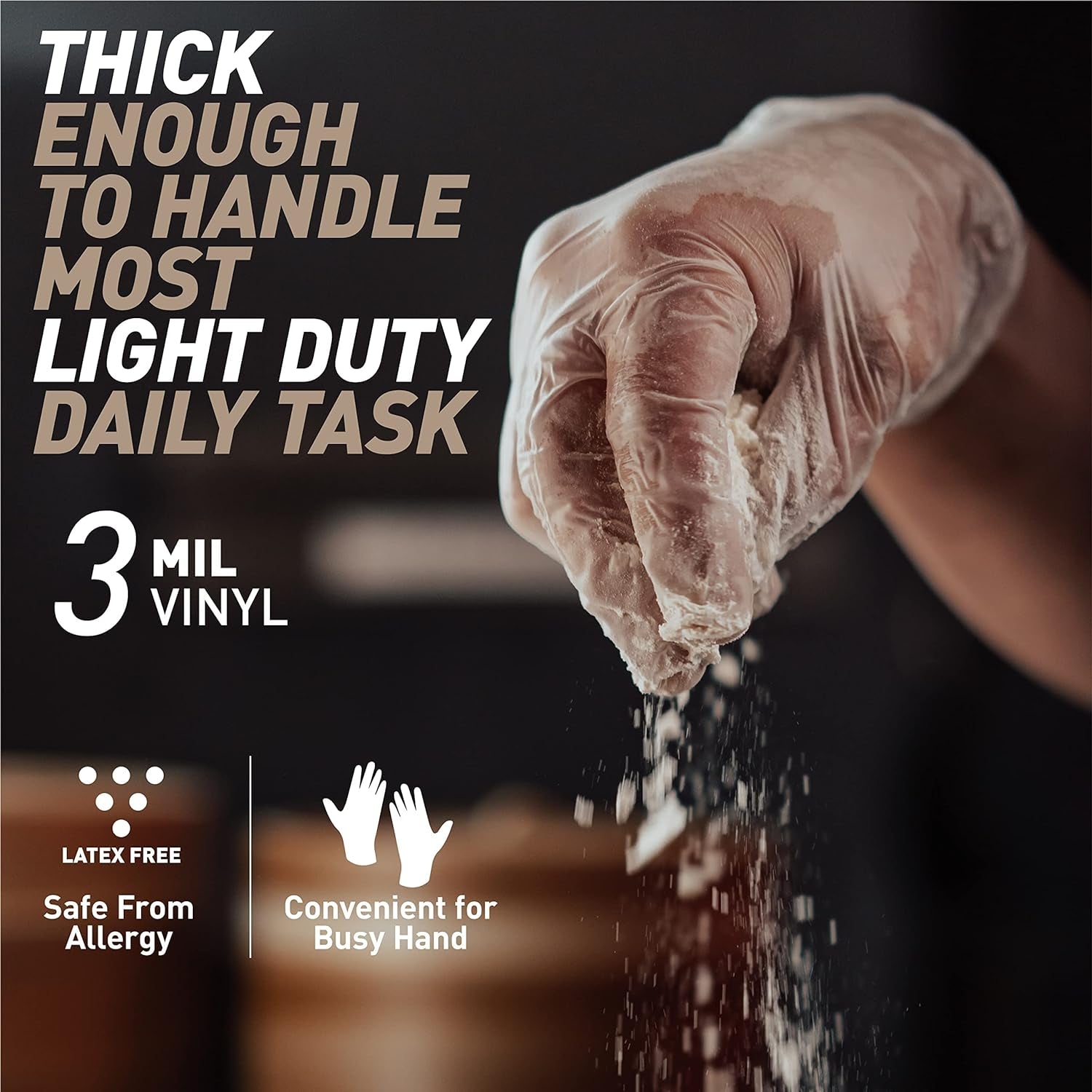 Disposable Gloves M. Food Safe| Latex-Free and Powder-Free Clear Vinyl Gloves for Cooking. Food Prep. Household Cleaning. Exam| Medium.100 Counts/Box - Image 2