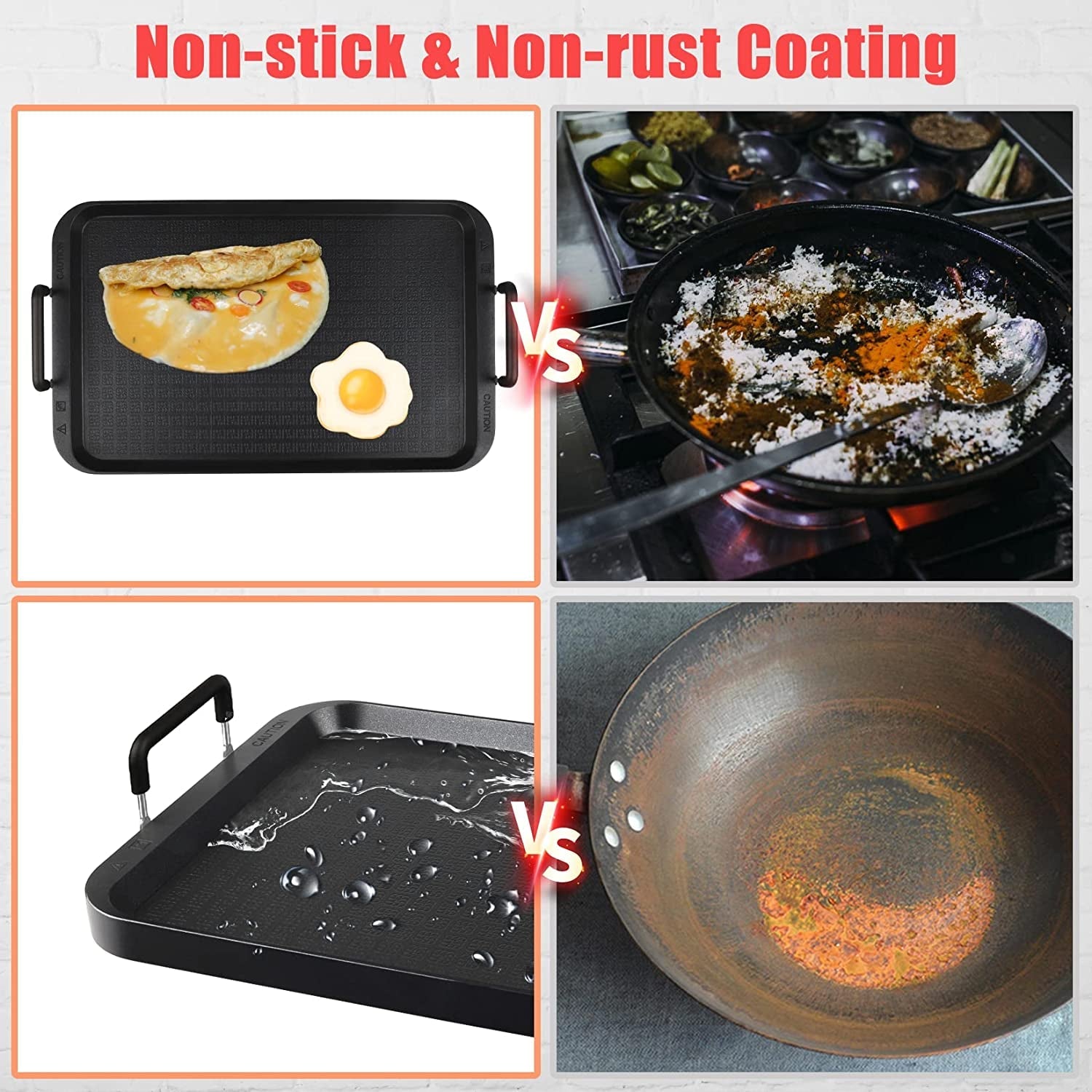 Stove Top Flat Griddle.2 Burner Griddle Grill Pan for Glass Stove Top Grill.Aluminum Pancake Griddle.Non-Stick Top Double Burner Griddle for Gas Grill. Camping/Indoor - Image 4
