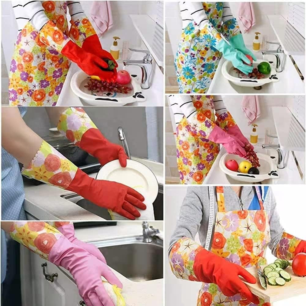 Dishwashing Rubber Gloves. Non-Slip Household Laundry Kitchen Cleaning Gloves. Reusable PU Waterproof Latex Gloves - Image 4