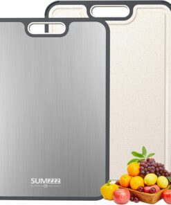 Titanium Cutting Boards for Kitchen. Cutting Board Double Sided Food Grade. Pure Titanium and Wheat Straw PP. Dishwasher Safe Easy to Clean Large Size 16×11