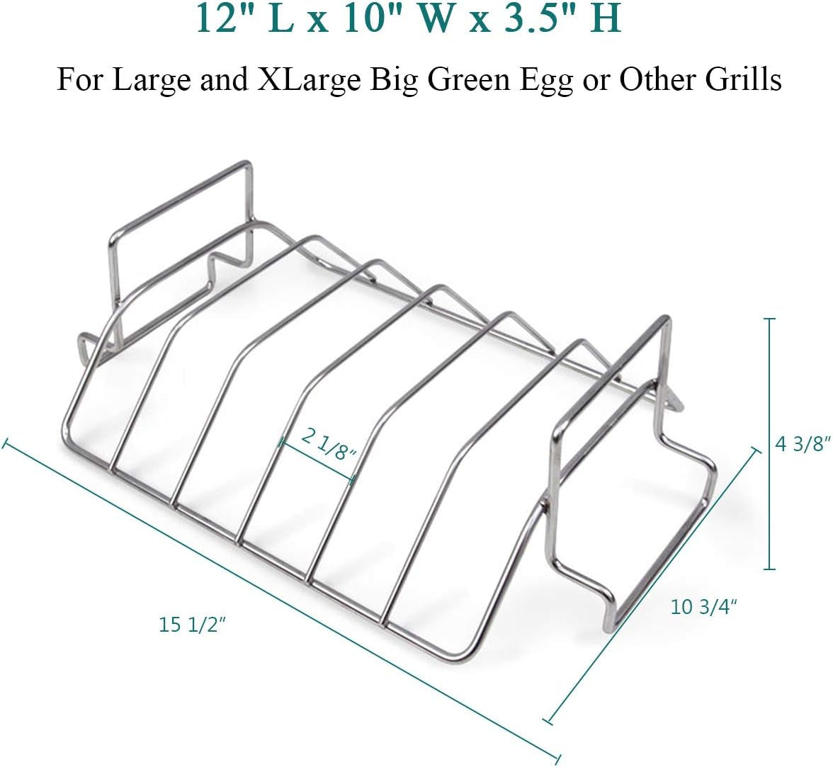 Kamaster Rib Rack and Roast Racks for Smoking and Grilling Fit Large and Xlarge Big Green Egg.Stainless Steel Dual-Purpose Turkey Rack - Image 2