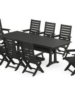 Polywood: Captain 9-Piece Farmhouse Dining Set with Trestle Legs