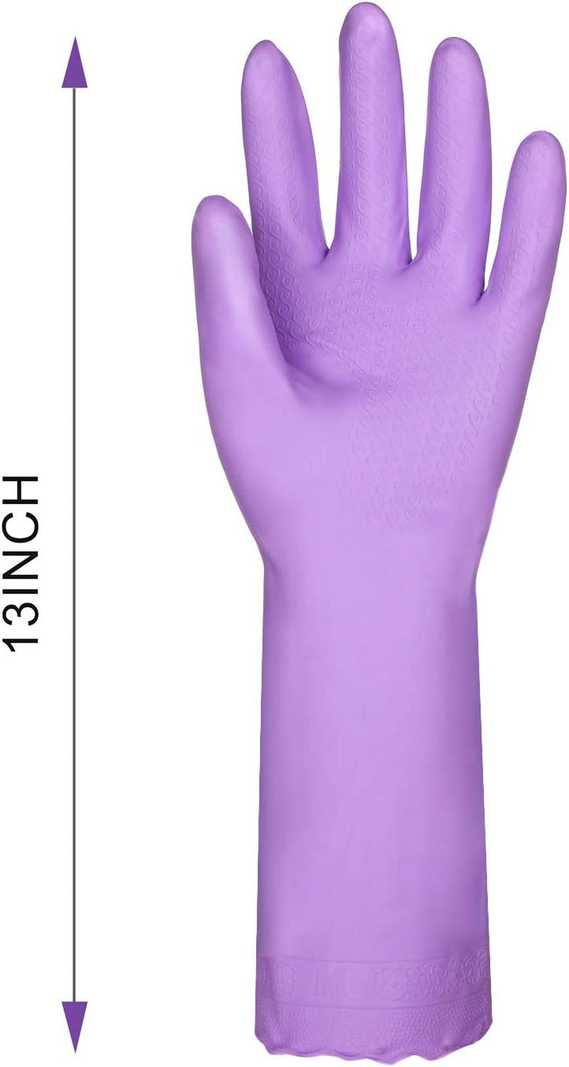 Reusable Dishwashing Cleaning Gloves with Latex Free. Cotton Lining.Kitchen Gloves 2 Pairs.Purple+Blue - Image 5