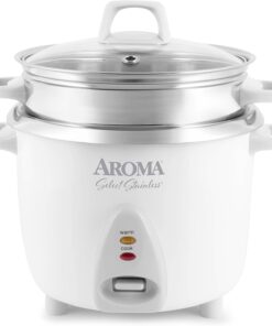 Aroma Housewares 14-Cup (Cooked) / 3Qt. Select Stainless Pot-Style Rice Cooker. & Food Steamer. One-Touch Operation. Automatic Keep Warm Mode. White (ARC-757-1SG)