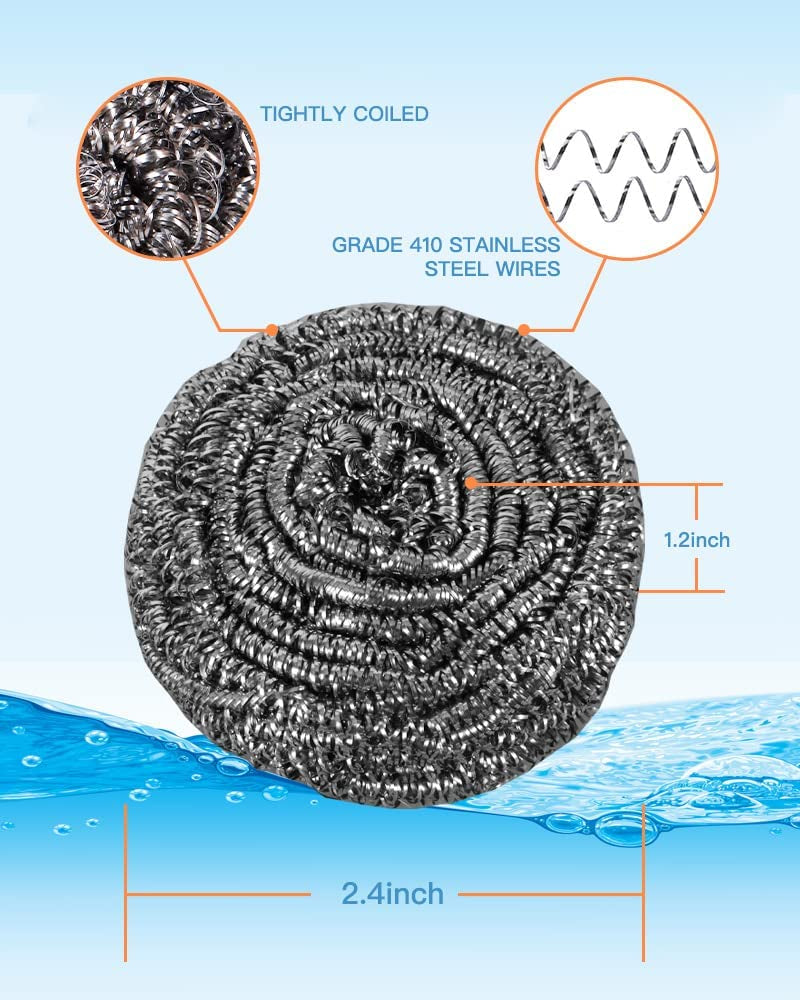 12Pcs Scourer Steel Wool Scrubber - Steel Wool for Cleaning Dishes Pans Pots Ovens Grills Stainless Steel Scrubber for Kitchen Sinks Cleaning Steel Wool Pads Metal Scrubber 12 Pack - Image 2
