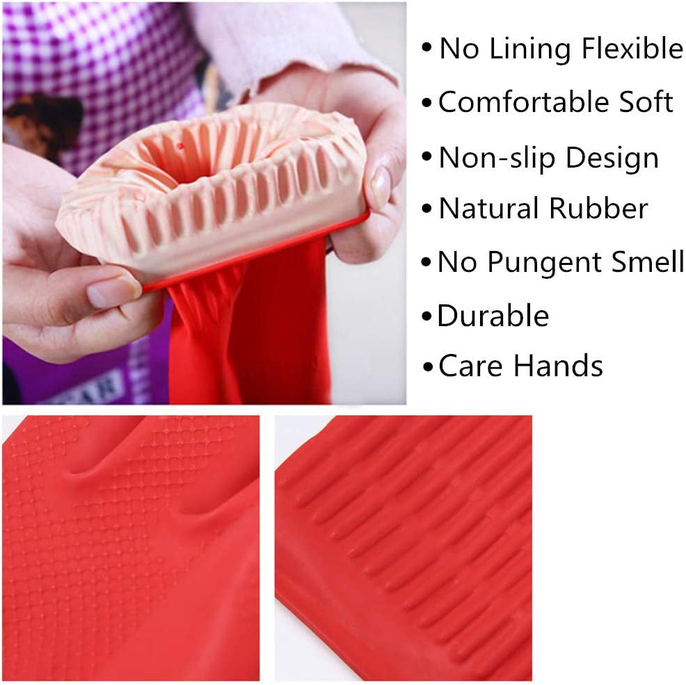 Rubber Cleaning Gloves Kitchen Dishwashing Glove 3-Pairs.Waterproof Reuseable.(Medium) - Image 3