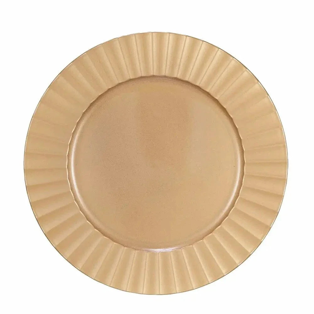 Decorative Plastic Fluted Charger in Gold Finish - Image 2