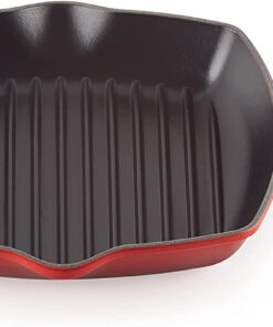 Enameled Cast Iron Signature Square Skillet Grill. 10.25. Cerise