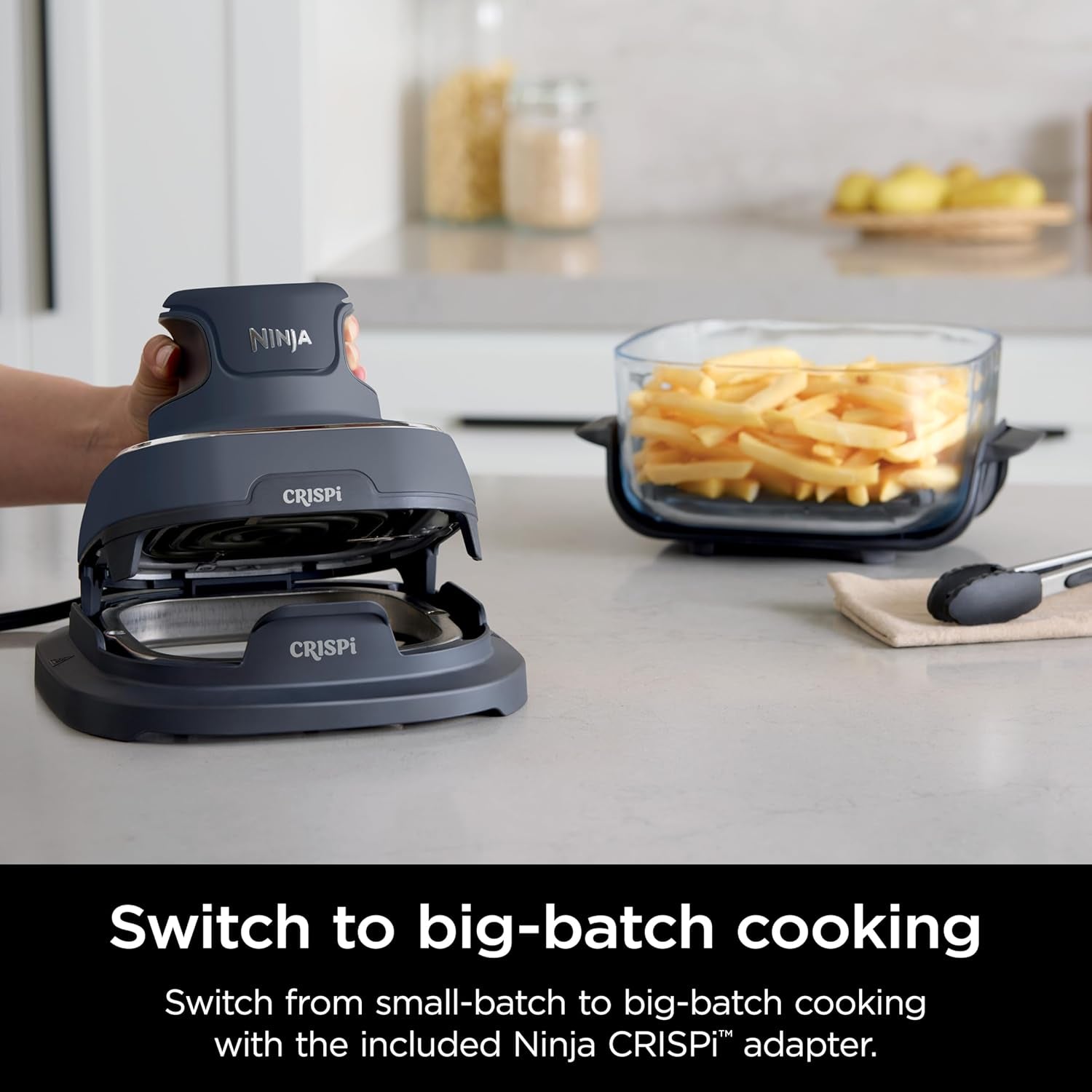 Ninja Crispi 4-In-1 Portable Glass Air Fryer Cooking System. 1500W. 4QT & 6-Cup Tempware Glass Containers with Storage Lids. Microwave. Freezer & Dishwasher Safe. Cyberspace Gray. FN101GY - Image 12