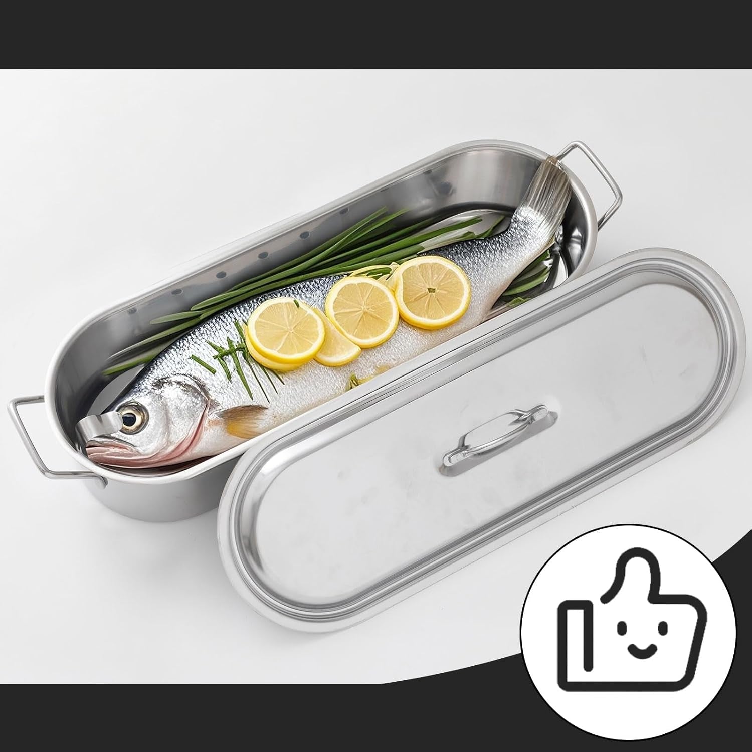 Maxdot Fish Poaching Set – 20 Stainless Steel Poacher Rack & Spatula for Cooking. Flipping & Grilling - Image 6