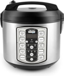 Aroma Housewares Professional plus ARC-5000SB 20 Cup (Cooked) Digital Rice Cooker. Food Steamer. Slow Cooker. Stainless Exterior/Nonstick Pot. Silver. Black. 10-Cup Uncooked/20-Cup Cooked/4Qt
