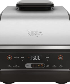 EG201 Foodi 6-In-1 Indoor Grill with Air Fry. Roast. Bake. Broil. & Dehydrate. 2Nd Generation. Dishwasher Safe. Black/Silver