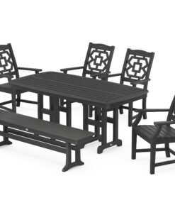 Polywood: Chinoiserie 6-Piece Dining Set with Bench