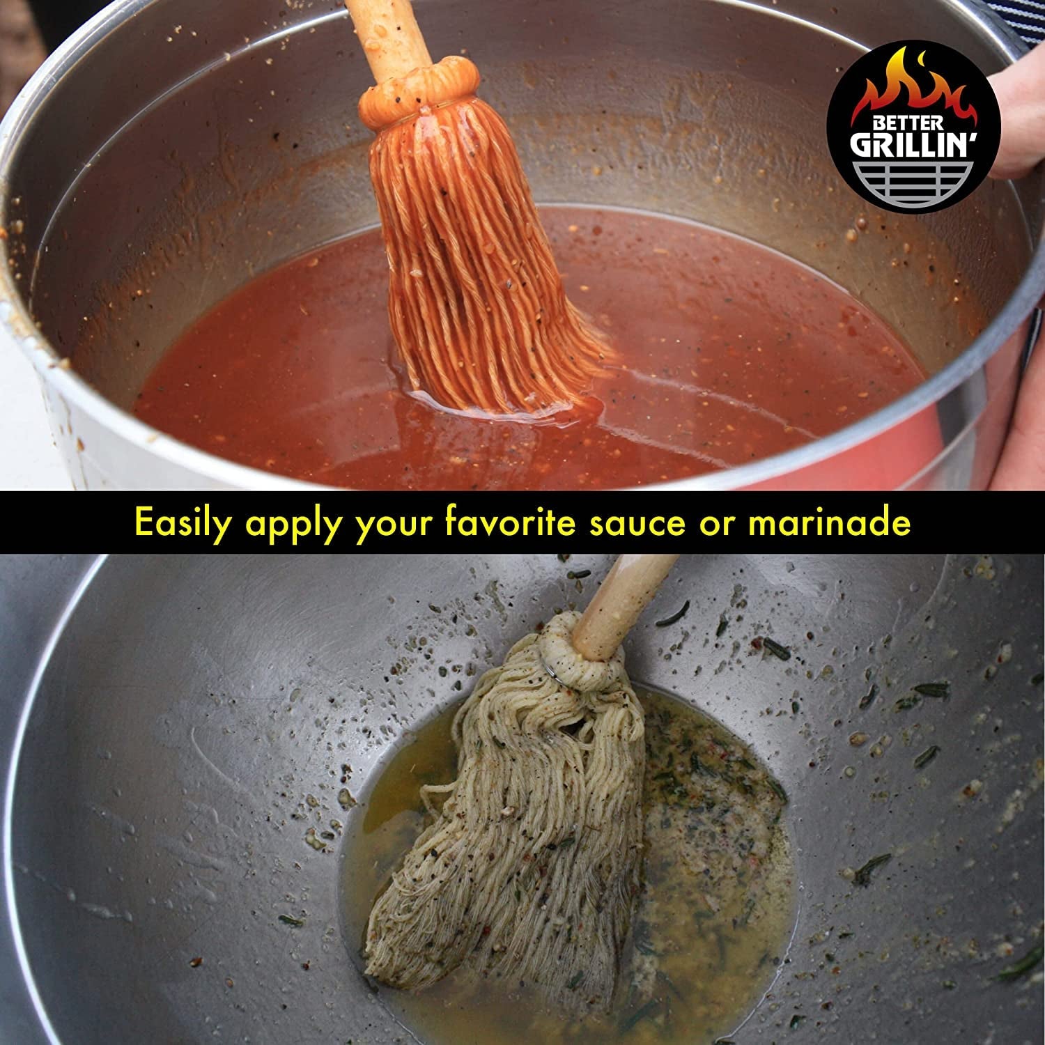 Better Grillin BBQ Bastin Mop Basting Barbecue Brush/Mop Easily Applies Marinades. Sauces. Washes Out. 16In Handle. 2Pk - Image 7