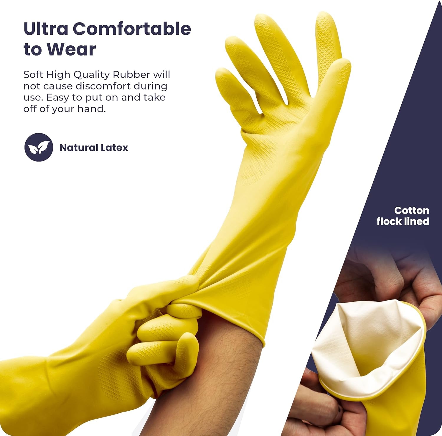 Cleaning Gloves Rubber Gloves for Washing Dishes Non-Slip Dishwashing Gloves Waterproof Reusable Latex Dish Gloves - Image 3