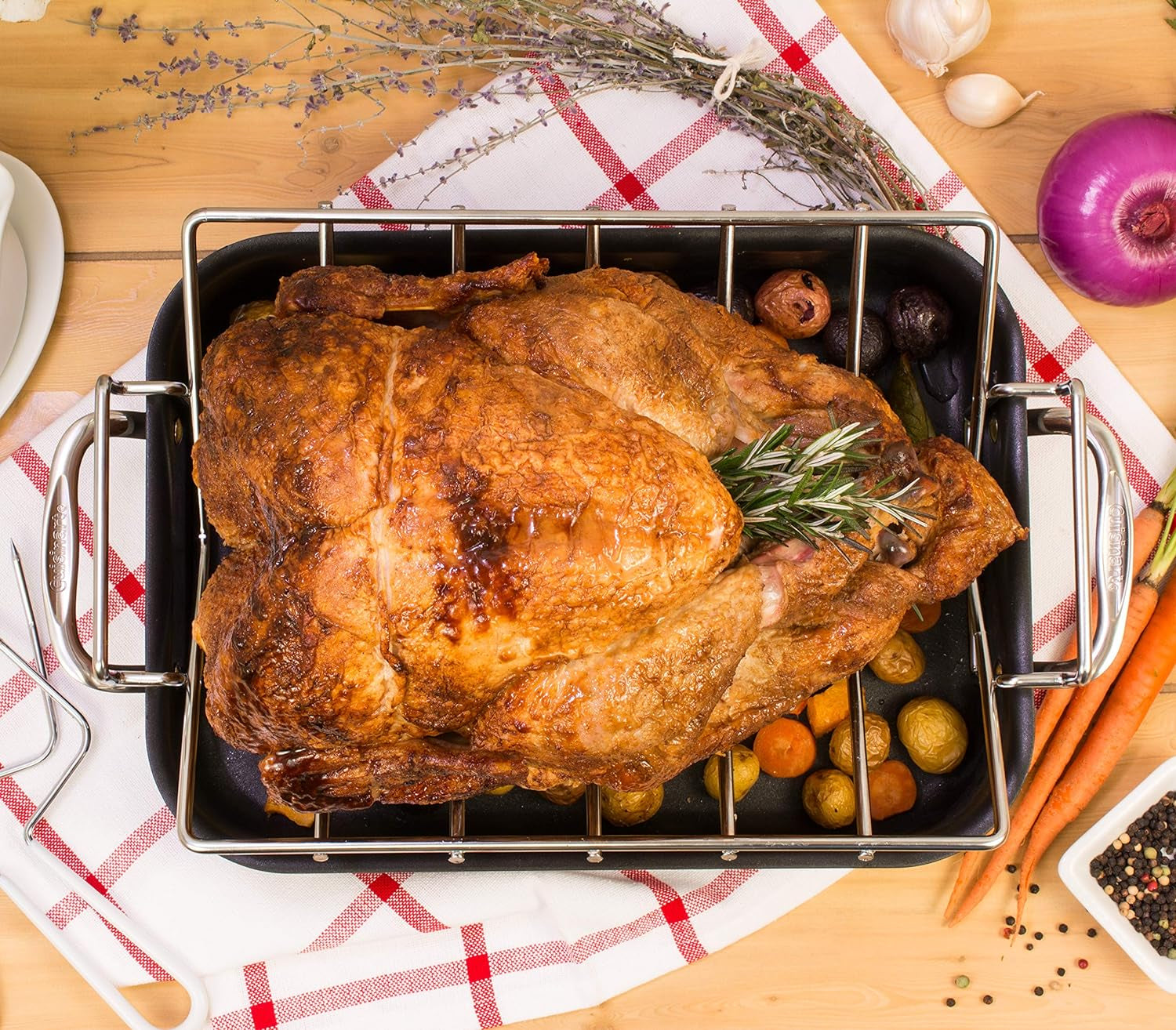 HIC Kitchen Roasting Pro V-Shaped Baking Rack - Premium Heavyweight Non-Stick Steel Wire. 16 X 10.25 Inches - Ideal for All-Over Browning. Oven Safe to 500°F - Image 3