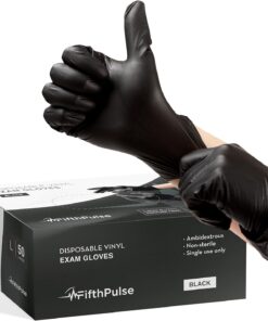 Black Vinyl Disposable Gloves - Powder and Latex Free Medical Exam Gloves