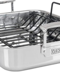Viking Culinary 3-Ply Stainless Steel Roasting Pan. Includes a Nonstick Rack. Dishwasher. Oven Safe. Works on All Cooktops Including Induction