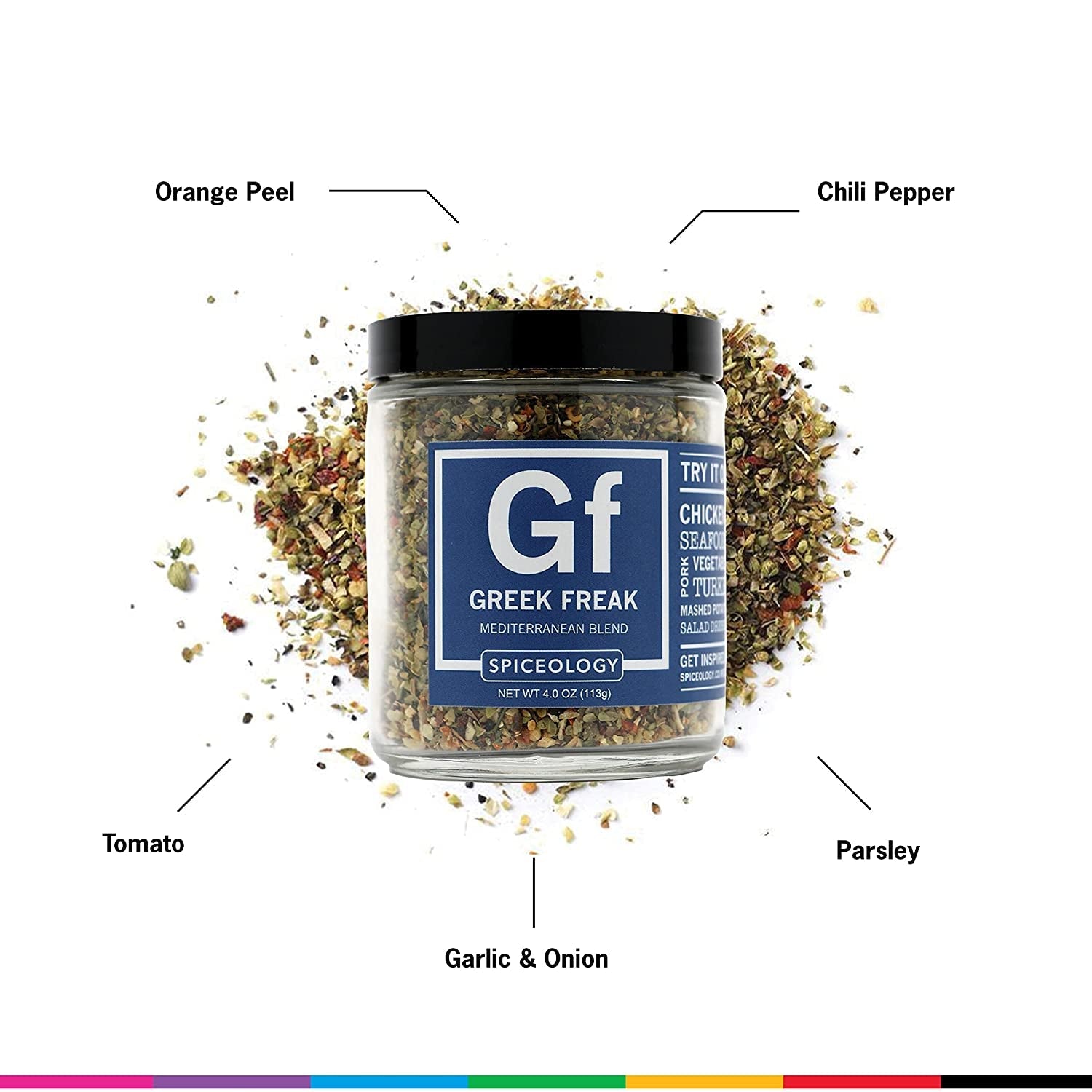 - Greek Freak Mediterranean Spice Blend - All-Purpose Rubs. Spices and Seasonings - Use On: Chicken. Chickpeas. Beef. Seafood. Pork. Vegetables. Turkey. Potatoes and Salad Dressing - 4 Oz - Image 3