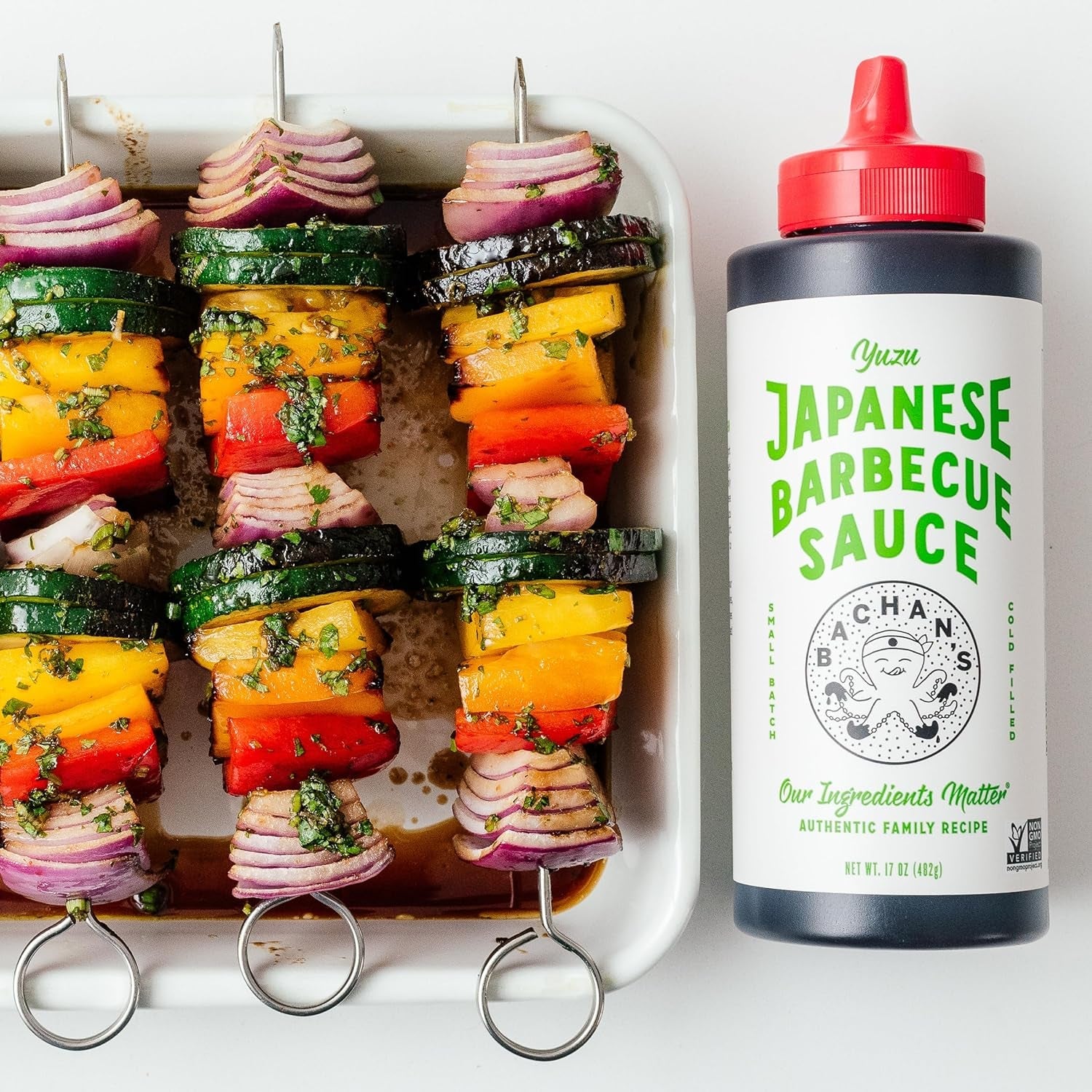 Bachan'S Variety Pack Japanese Barbecue Sauce. (1) Original. (1) Hot and Spicy. (1) Yuzu. (1) Miso. BBQ Sauce for Wings. Chicken. Beef. Pork. Seafood. Noodles. and More. Non GMO. No Preservatives. Vegan. BPA Free. - Image 6