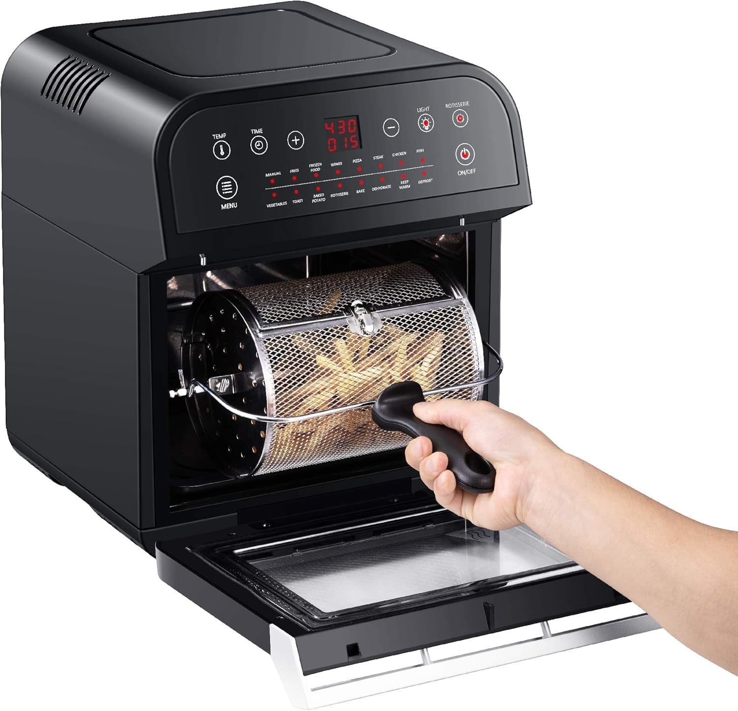 Gowise USA GW44800-O Deluxe 12.7-Quarts 15-In-1 Electric Air Fryer Oven with Rotisserie and Dehydrator + 50 Recipes QT. Black/Silver - Image 3