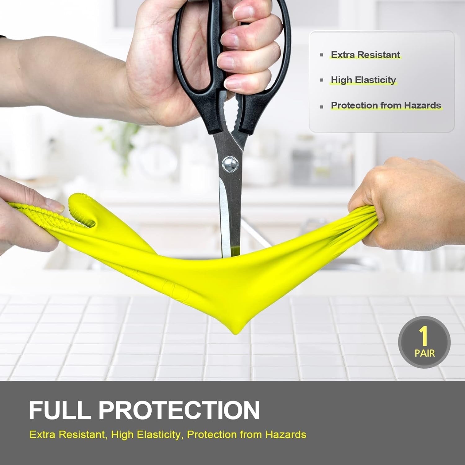 MAMISON Reusable Household Dishwashing Cleaning Rubber Gloves. Non-Slip Kitchen Glove (1 Pair) - Image 3