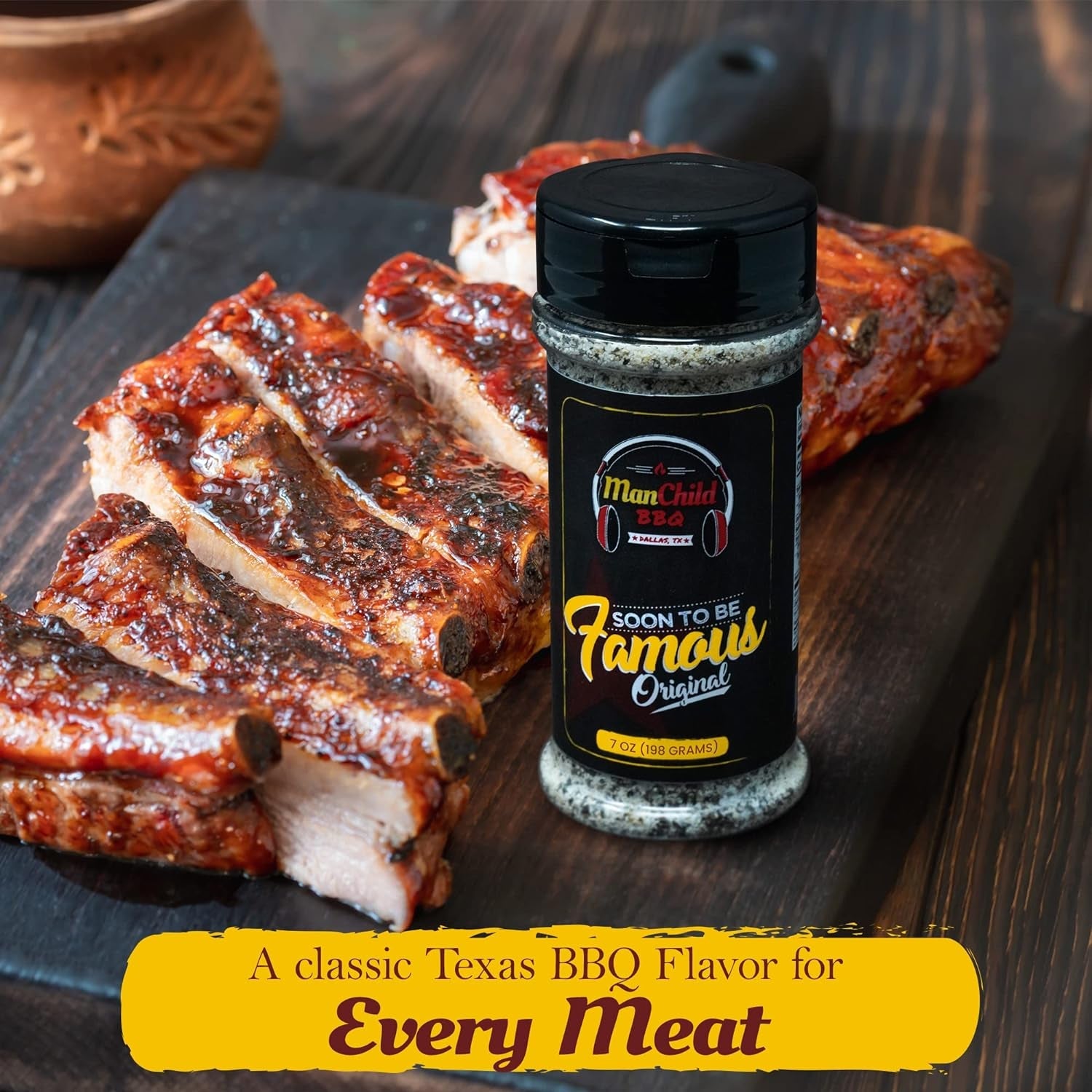 BBQ Rub by Manchild | Classic BBQ Rubs and Spices | Soon to Be Famous BBQ Seasoning Mix for Cooking. Grilling. Smoking Any Meat.Beef. Brisket. Steak. Pork. Chicken. Turkey | Gluten Free. No MSG. 7Oz - Image 2