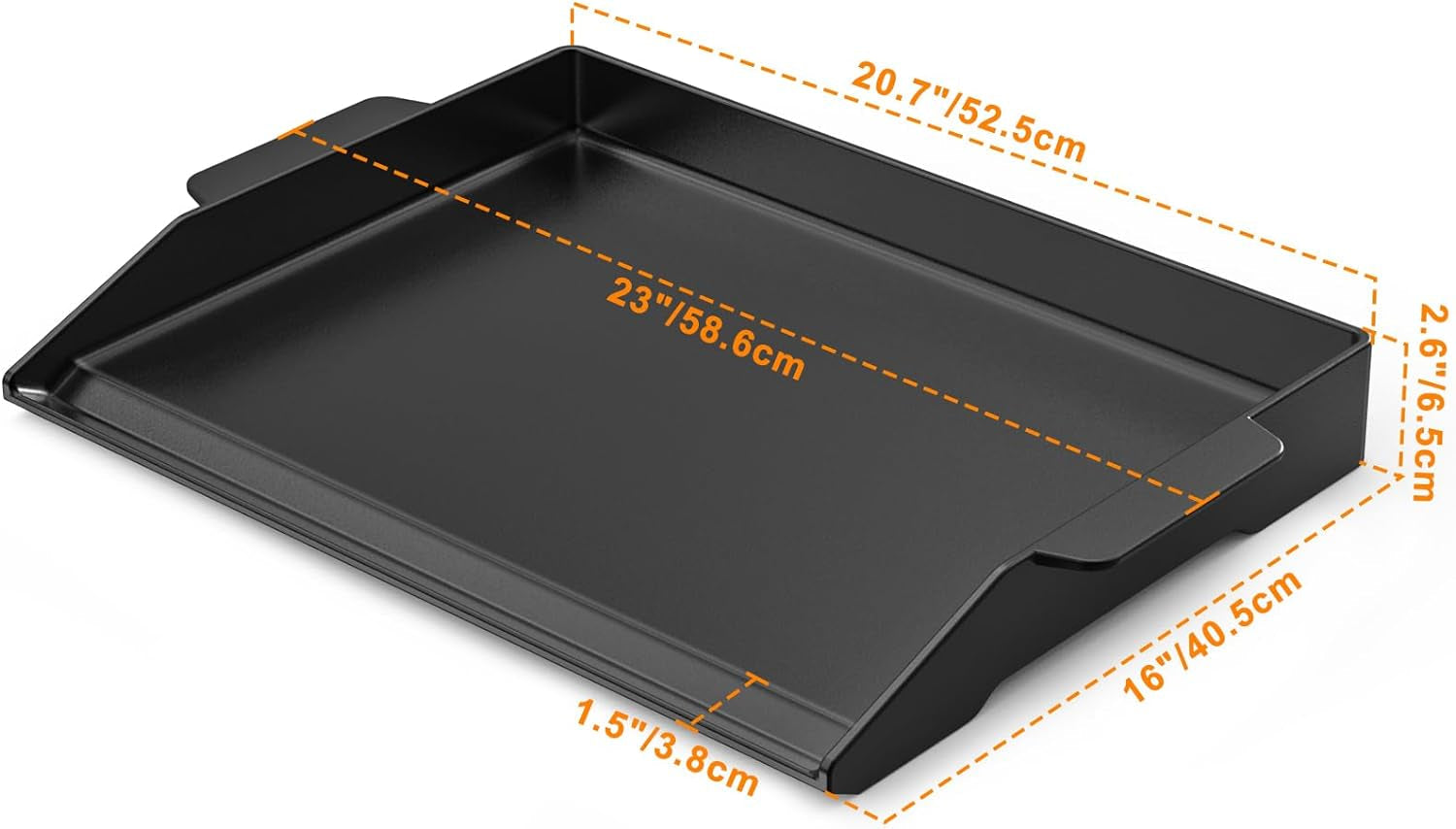 Universal Cast Iron Cooking Griddle. Nonstick Coating Griddle Flat Top Grill Plate with Extra High Sidewalls for All Gas Grills and 4 Burner Range Oven. 23 X 16 - Image 2