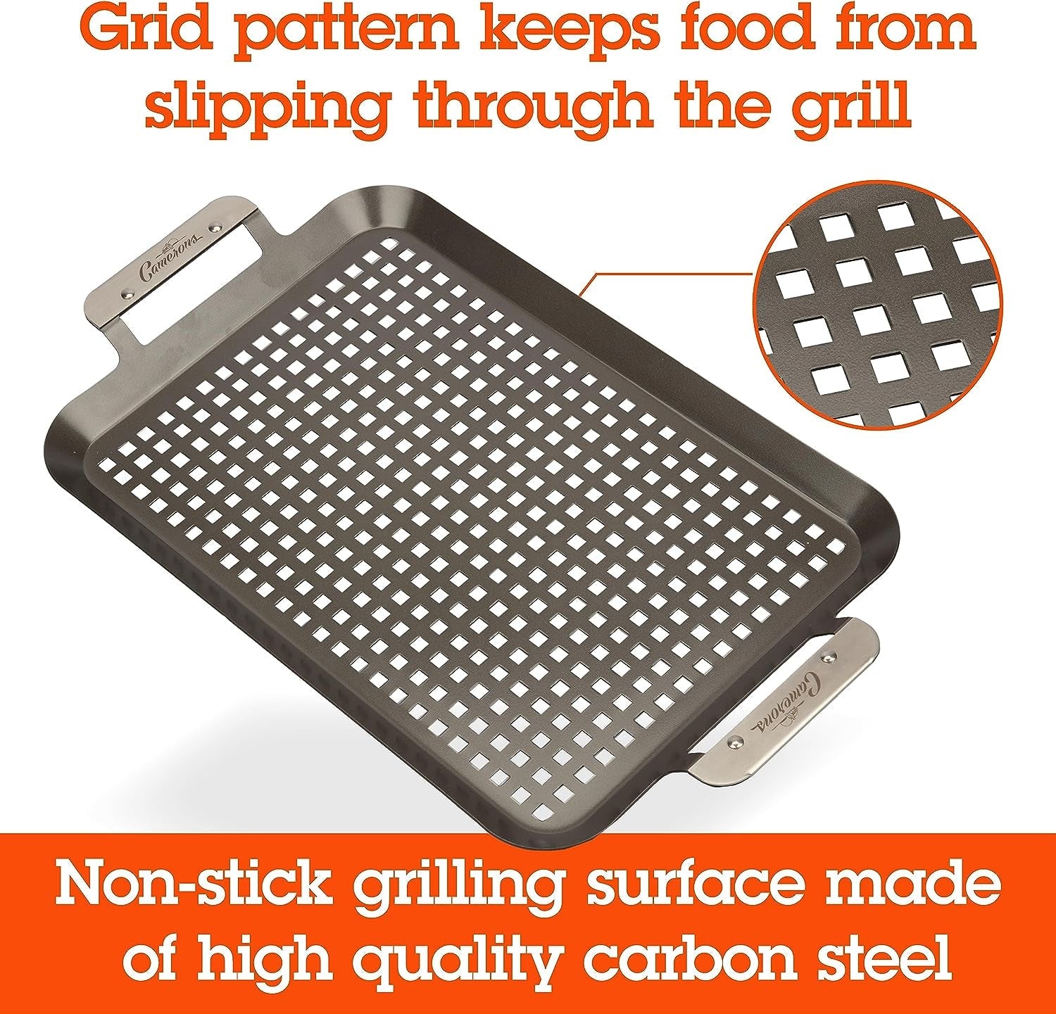 BBQ Grill Topper Grilling Pans (Set of 2) - Non-Stick Barbecue Trays W Stainless Steel Handles - Indoor Outdoor Use for Meat. Vegetables & Seafood - Great for Thanksgiving Dinner - Grill Gift for Men - Image 5