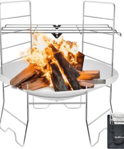 Actdoer Camping Fire Pit 17 Inch - 304 Stainless Steel Portable Fire Pit with Storage Bag for Outdoor Wood Burning. Camping. Backpacking. Outdoor Heating