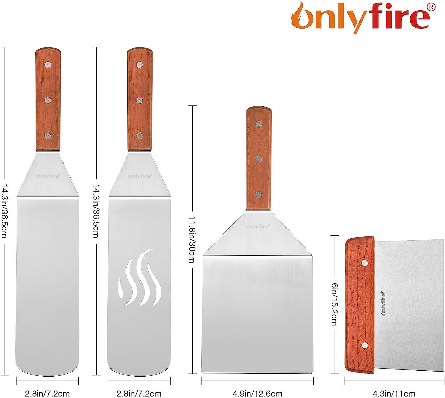 Only Fire Professional Barbecue Tool Kit Grill Griddle Tools Flat Top Griddle Accessories for Camping. Outdoor Hibachi. Backyard-Set of 5 - Image 2