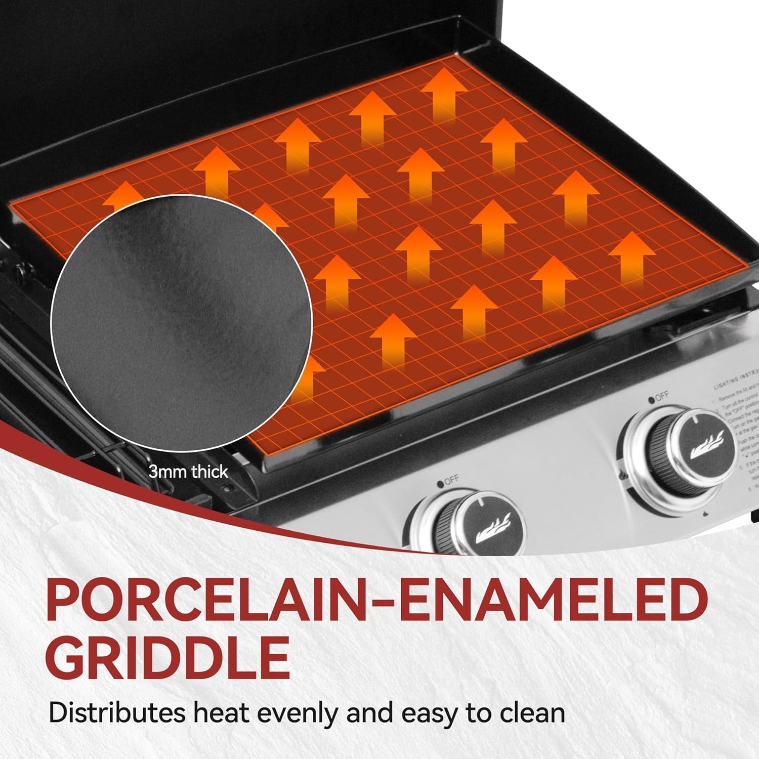 Royal Gourmet PD1305H 3-Burner Propane Gas Grill and Griddle Combo with Lid. 3-In-1 Grill Griddle Combo with 29.000 Btus Output for Outdoor Cooking. 364 Sq. In. Cooking Area. Silver & Black - Image 8