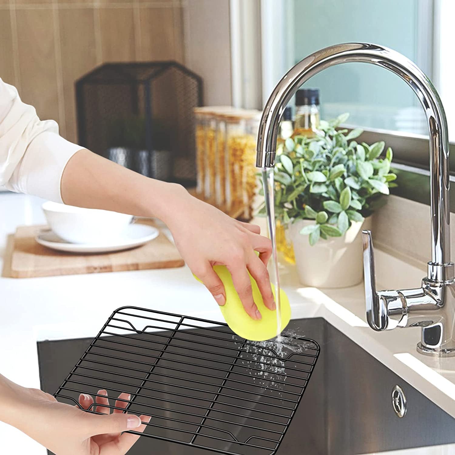 P&P CHEF Baking Rack Set of 2. Non-Stick Mini Cooling Racks for Cooking Grilling. 2 Pack 8.6 X 6.2 Roasting Drying Rack for Small Toaster Oven Use. Stainless Steel Core. Non-Toxic & Easy to Clean - Image 7