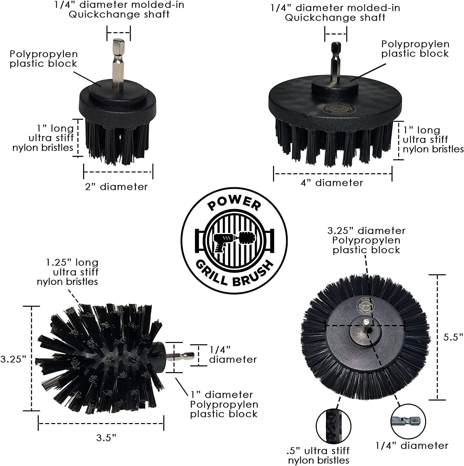 5 Piece BBQ Cleaning Kit - Nylon Safe Bristle/Free Non/Wire - Safe for All Grates Stainless Steel Porcelain Iron Charcoal/Gas Scraper Tool/Accessories Outdoor Gift for Dad/Men - Image 5