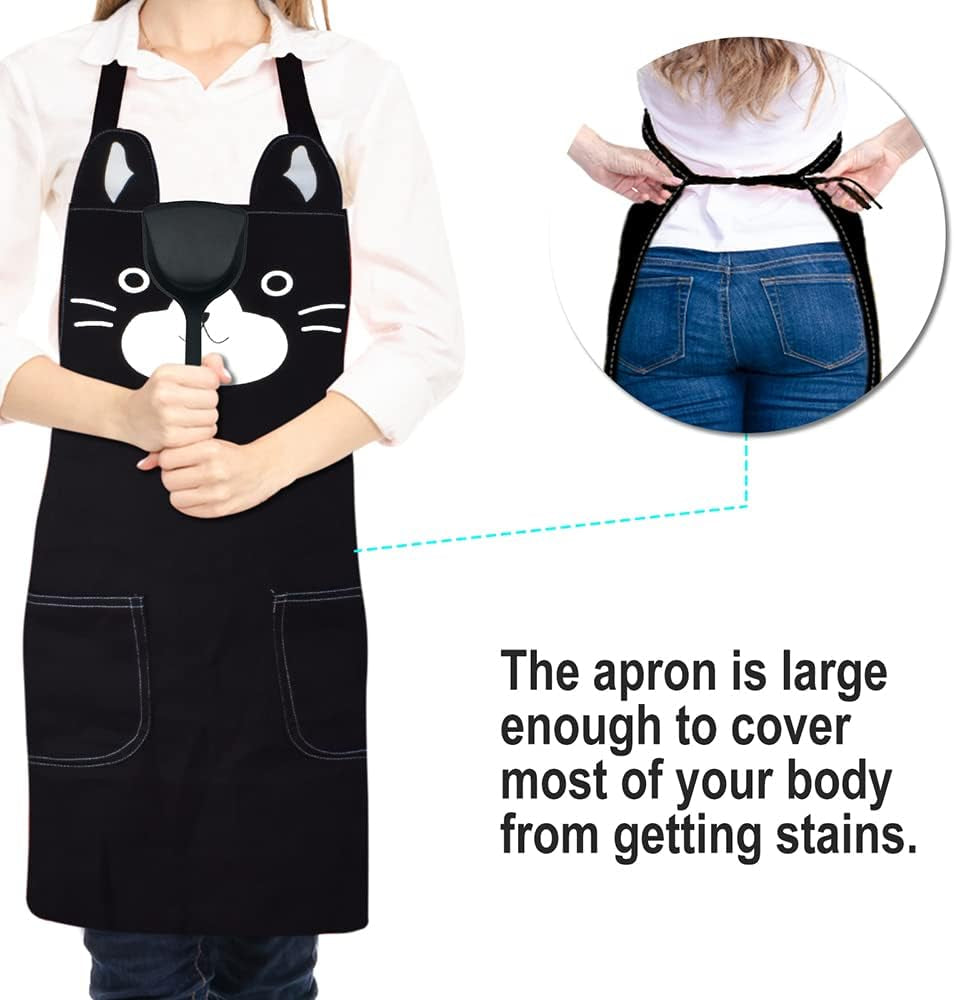 Cute Apron for Women Girl. Aprons with Front Pocket for Cooking Serving Painting Gardening. Gifts for Friends - Image 5