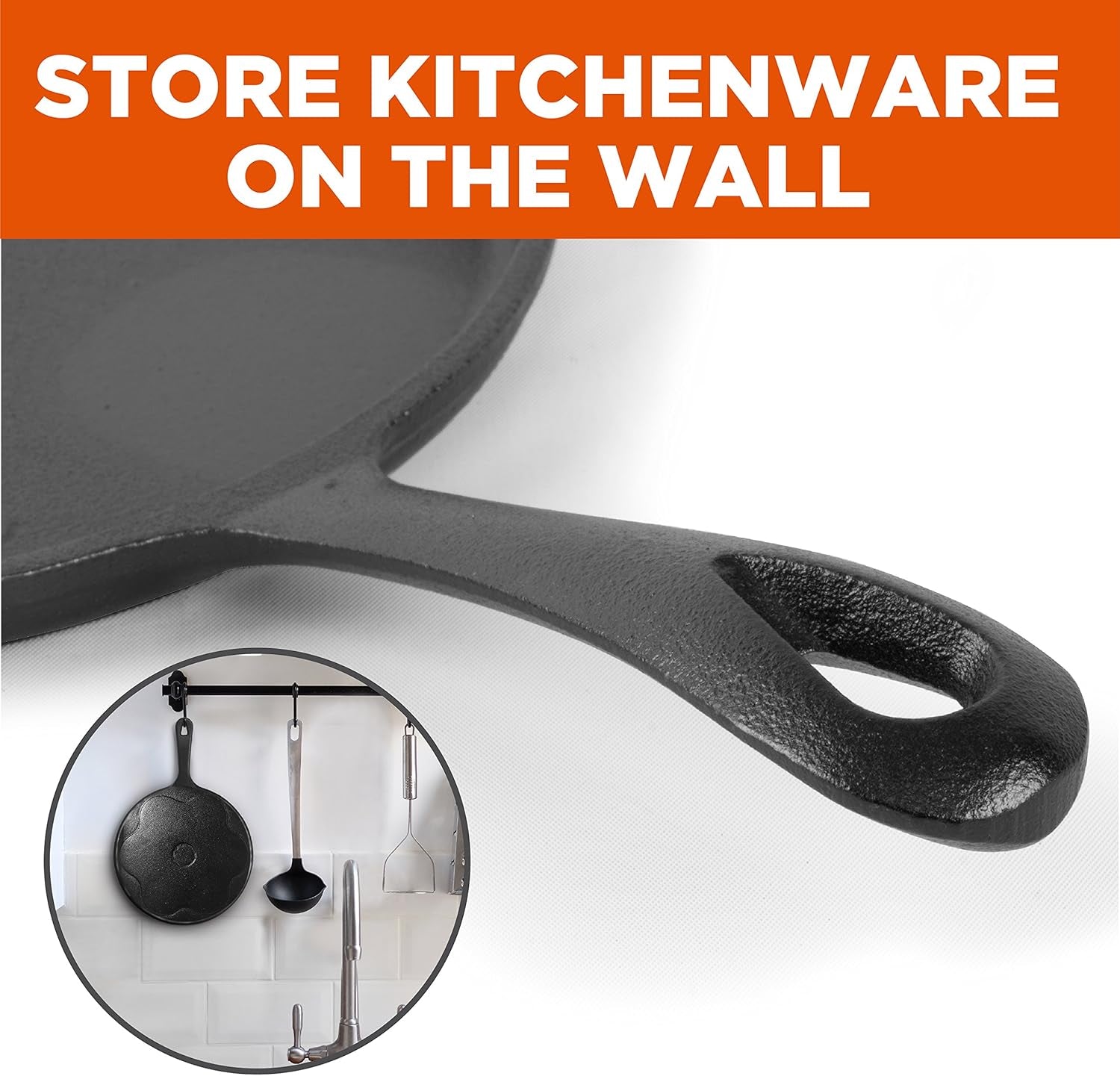 Commercial Chef round Cast Iron Griddle Pan 3-Piece Set – 8-Inch. 10-Inch. and 12-Inch - Pre-Seasoned Griddle Cast Iron Cookware - Image 3