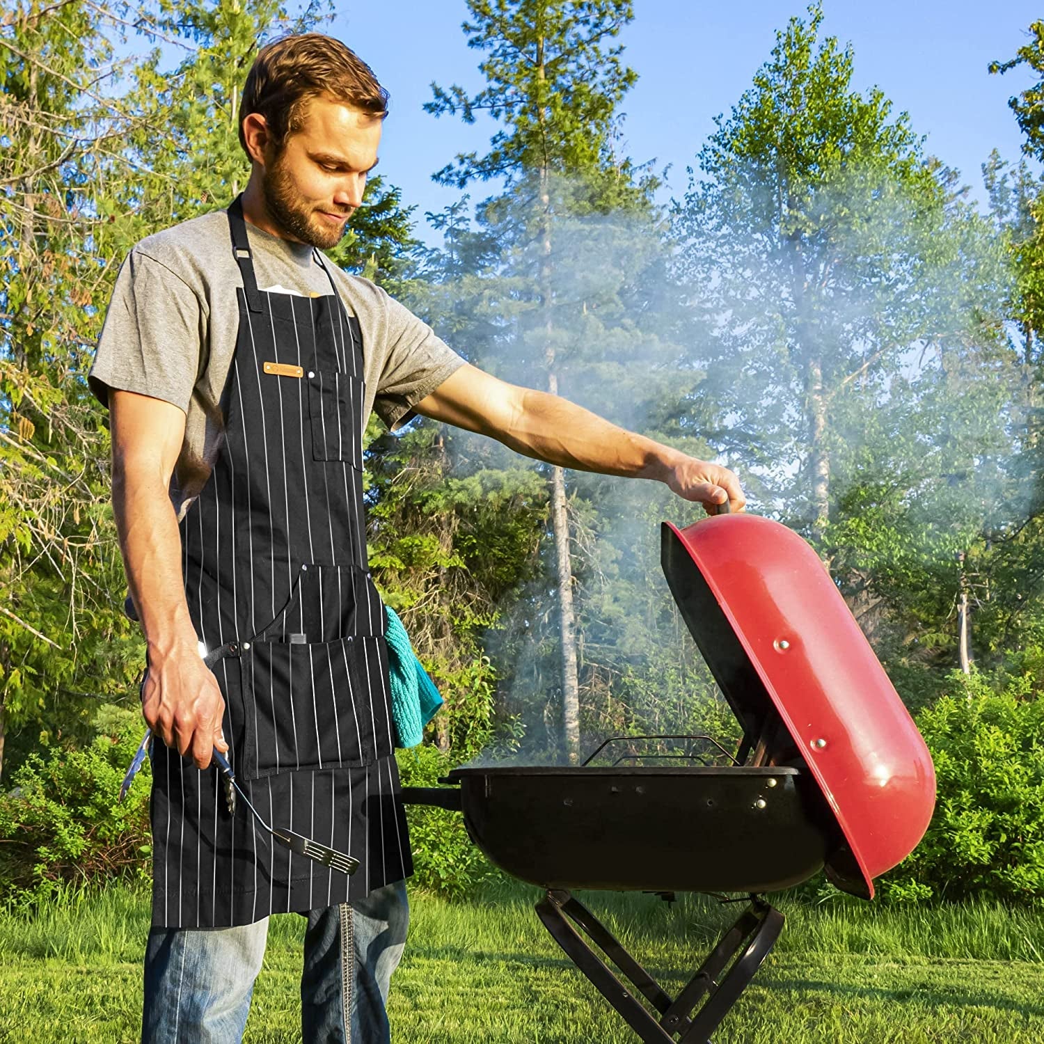 Chef Apron for Men and Women - Kitchen Apron with Pockets & Adjustable Neck Straps - Cooking Apron 100% Cotton - Image 9