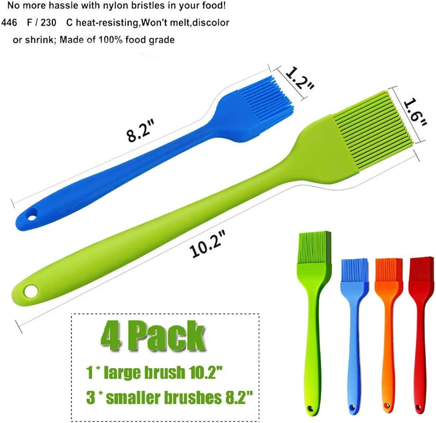 Grill Basting Brush Silicone Pastry Baking Brush BBQ Sauce Marinade Meat Glazing Oil Brush Heat Resistant. Kitchen Cooking Baste Pastries Cakes Desserts. Dishwasher Safe 4Pack - Image 2