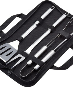 4-Piece Stainless Steel Barbeque Grilling Tool Set with Carry Bag