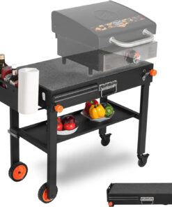 Portable Outdoor Grill Table. Folding Grill Cart Solid and Sturdy. Blackstone Griddle Stand Large Space. Blackstone Table with Paper Towel Holder. Grill Stand for Blackstone Griddle. Ninia Grill Etc.