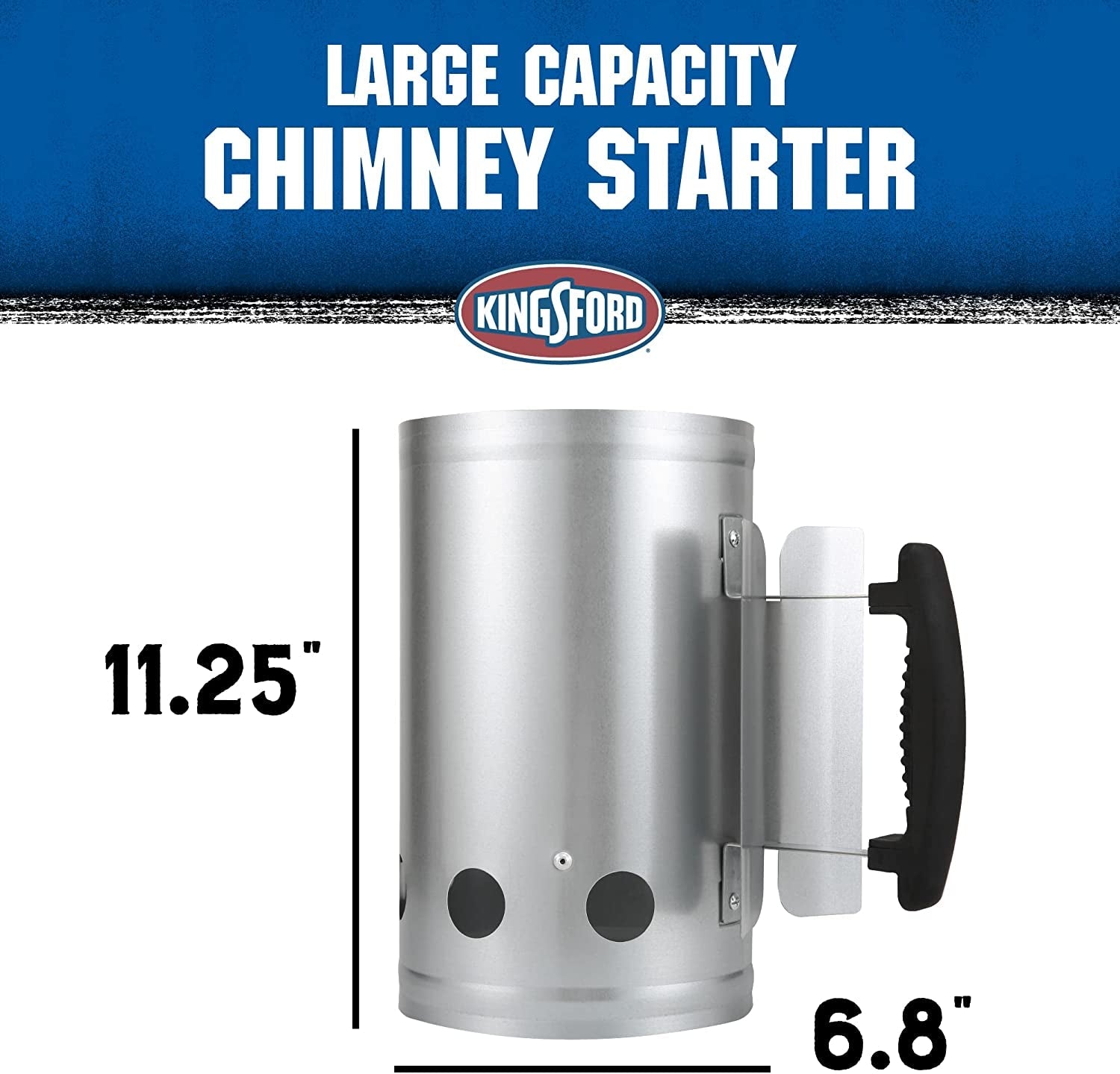 KINGSFORD Heavy Duty Deluxe Charcoal Chimney Starter | BBQ Chimney Starter for Charcoal Grill and Barbecues. Compact Easy to Use Chimney Starters and BBQ Grill Tools. Silver - Image 7