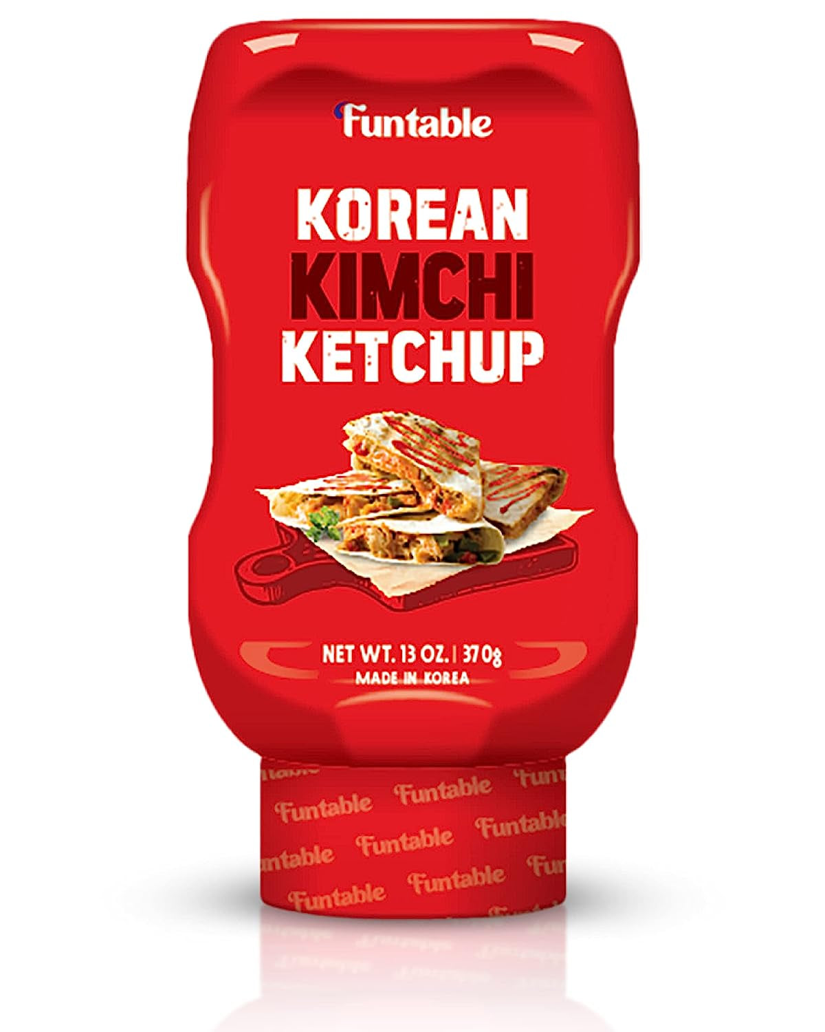 Funtable Korean Kimchi Ketchup (13Oz. Pack of 1) - Savoury & Spicy Low-Calorie Ketchup. Great Flavors. Easy-To-Use. Perfect for Chicken. Nuggets. Wings & Nachos. Tomato Sauce Alternative.
